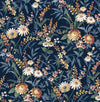 Seabrook Vintage Floral Navy Blue Wallpaper