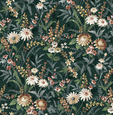 Seabrook Vintage Floral Forest Green Wallpaper