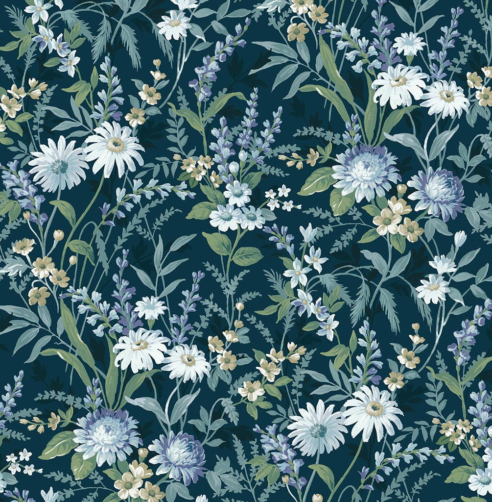 Seabrook Vintage Floral Teal Wallpaper