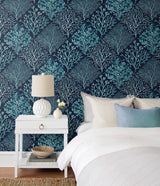 Seabrook Seaweed Blue Wallpaper