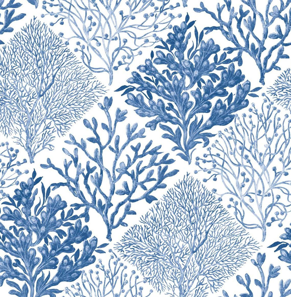 Seabrook Seaweed Blue Wallpaper