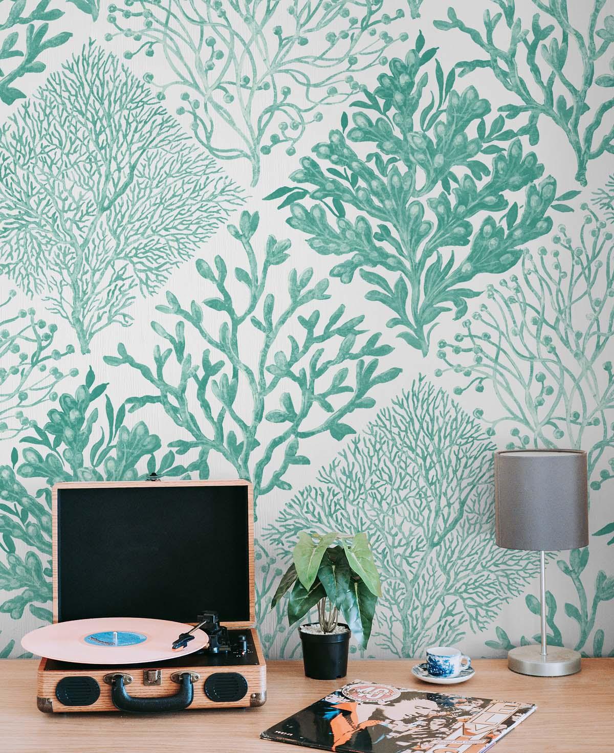 Seabrook Seaweed Green Wallpaper