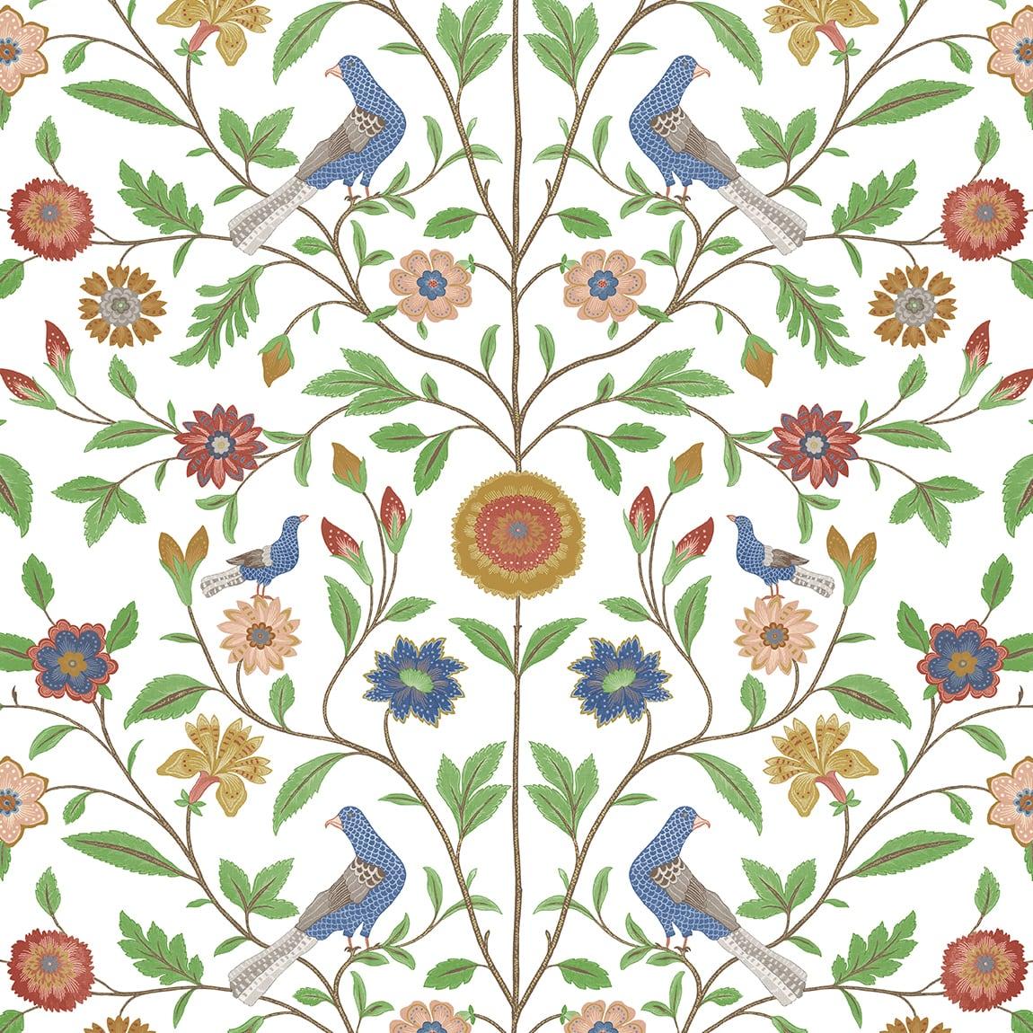 Seabrook Bird Toile White Wallpaper