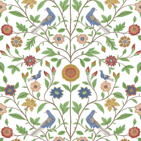 Seabrook Bird Toile White Wallpaper