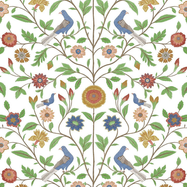 Seabrook Bird Toile White Wallpaper