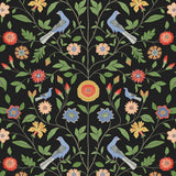 Seabrook Bird Toile Onyx Wallpaper