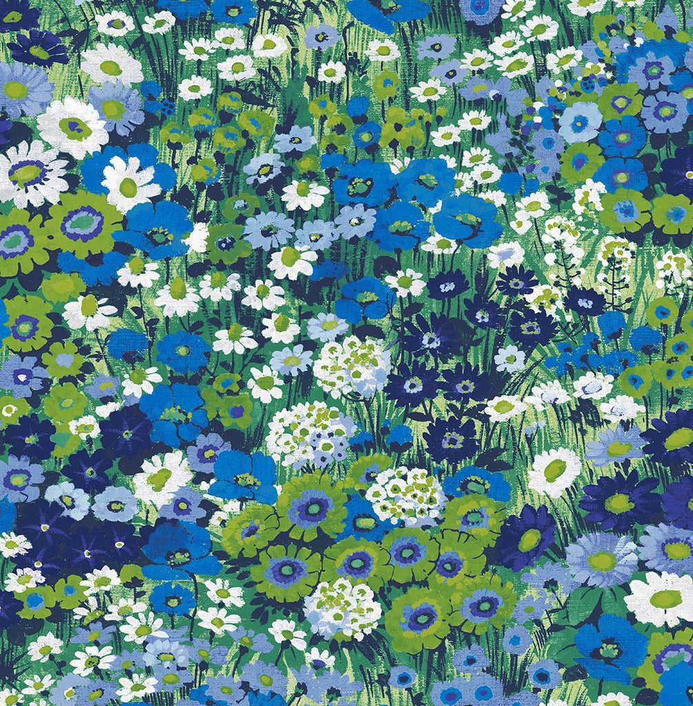 Seabrook Floral Meadow Blue Wallpaper