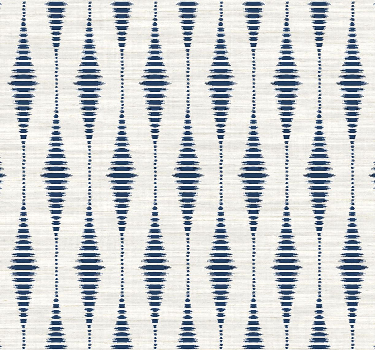Seabrook Striped Ikat Navy Blue & Linen Wallpaper