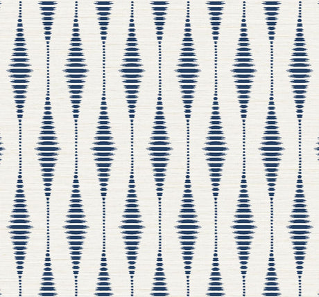 Seabrook Striped Ikat Navy Blue & Linen Wallpaper