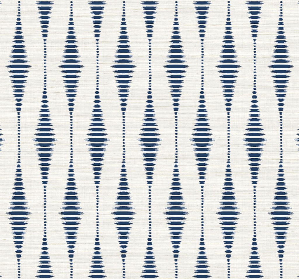 Seabrook Striped Ikat Blue Wallpaper