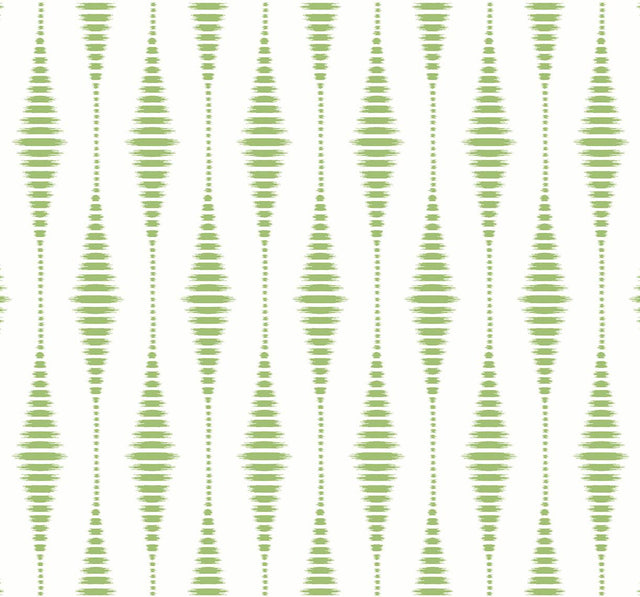 Seabrook Striped Ikat Macaw Green Wallpaper