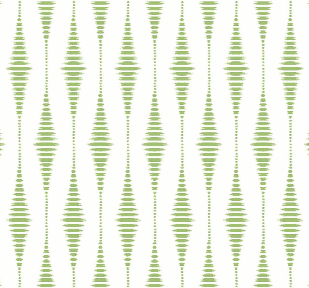 Seabrook Striped Ikat Green Wallpaper