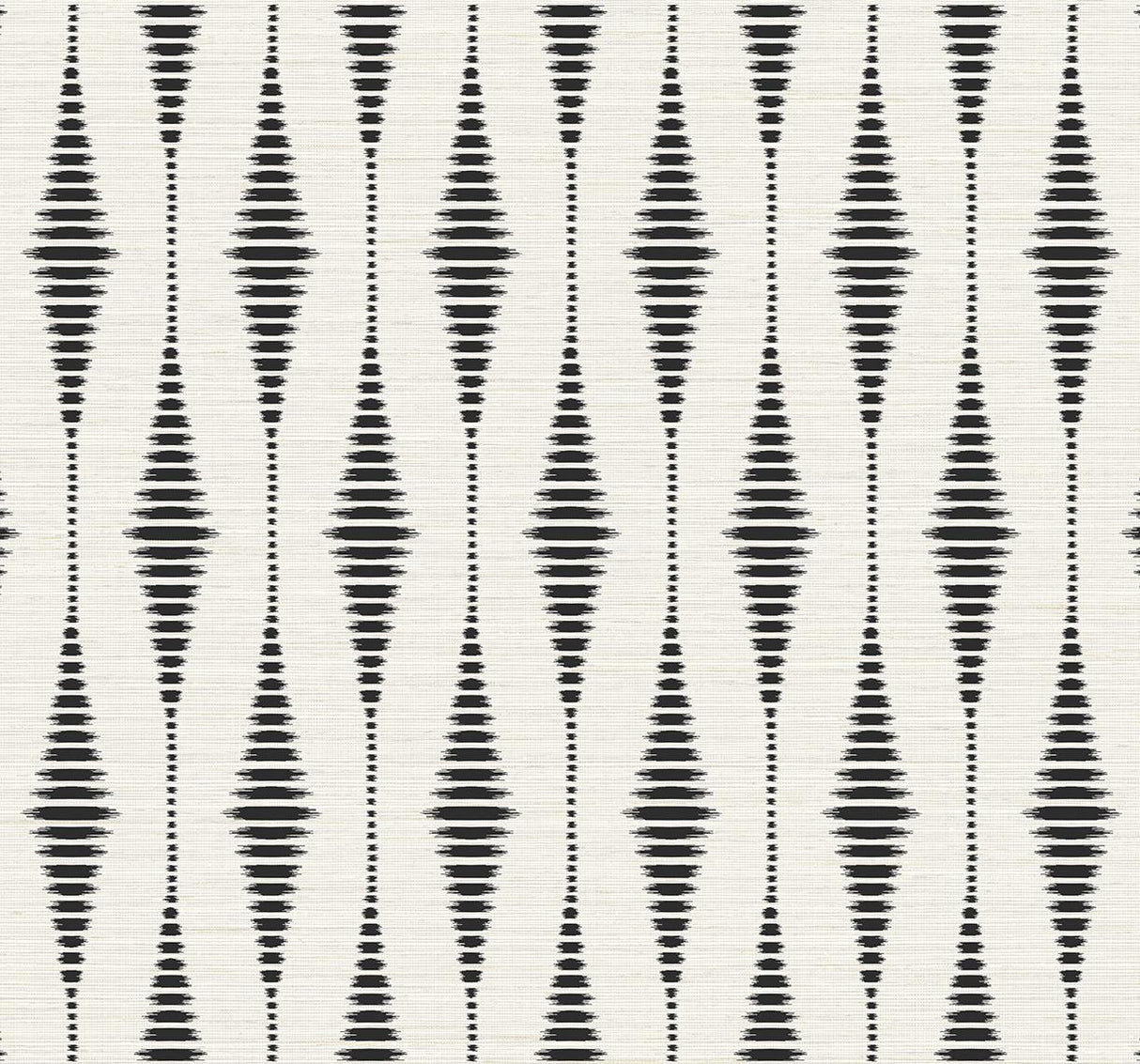 Seabrook Striped Ikat Ebony & Linen Wallpaper