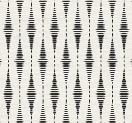 Seabrook Striped Ikat Ebony & Linen Wallpaper