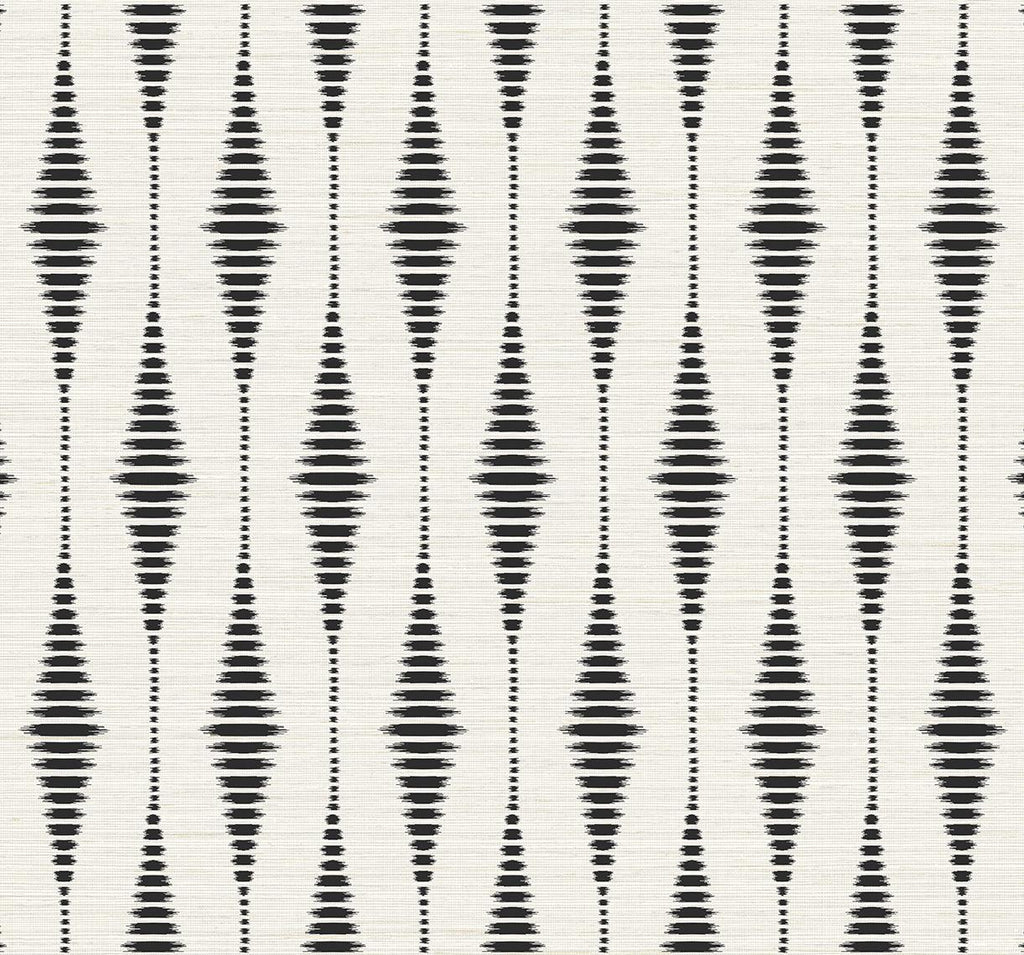 Seabrook Striped Ikat Black Wallpaper