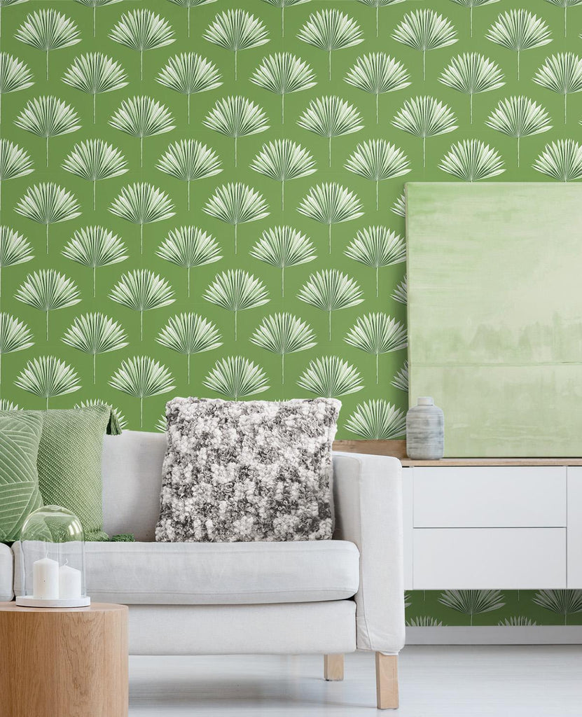 Seabrook Tropical Fan Palm Green Wallpaper