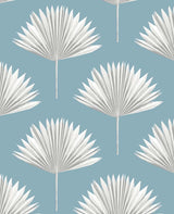 Seabrook Tropical Fan Palm Blue Patina Wallpaper