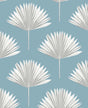 Seabrook Tropical Fan Palm Blue Patina Wallpaper