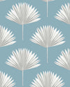 Seabrook Tropical Fan Palm Blue Patina Wallpaper
