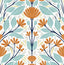 Seabrook Folk Floral Verdigris & Orange Wallpaper