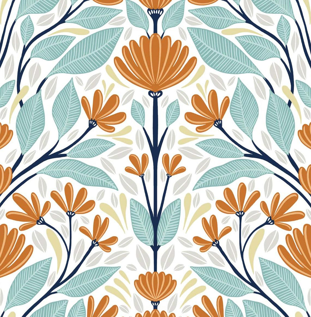 Seabrook Folk Floral Multicolored Wallpaper