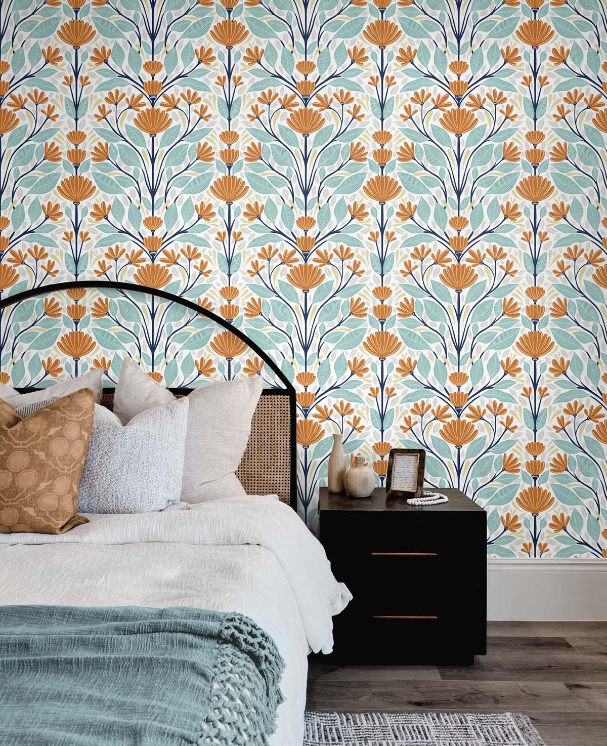 Seabrook Folk Floral Multicolored Wallpaper