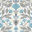 Seabrook Folk Floral Blue Patina & Wheat Wallpaper
