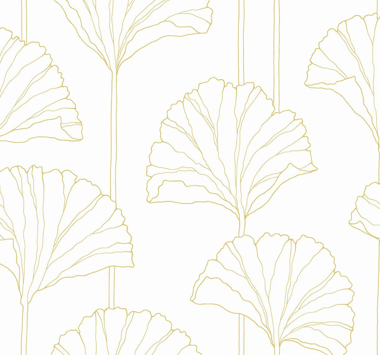 Seabrook Gingko Leaf Metallic Gold Wallpaper