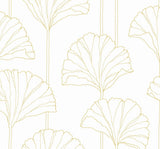 Seabrook Gingko Leaf Metallic Gold Wallpaper