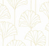 Seabrook Gingko Leaf Metallic Gold Wallpaper