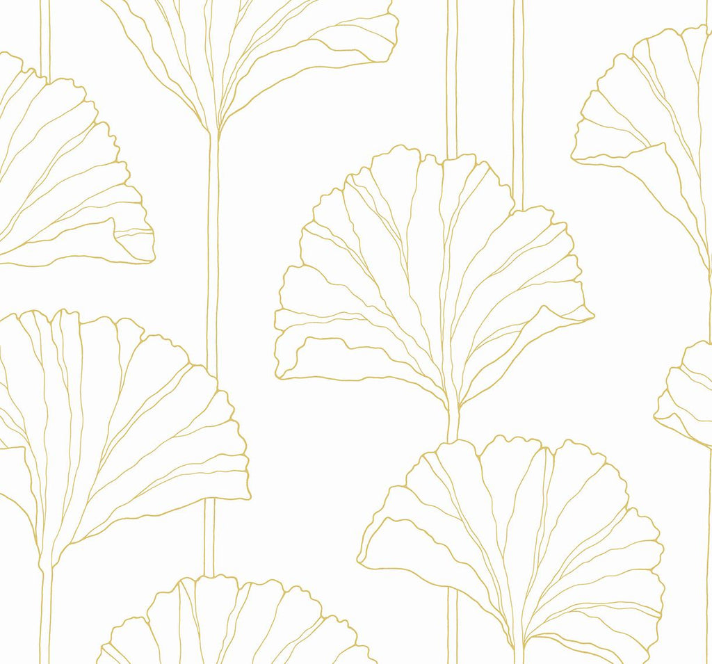 Seabrook Gingko Leaf Gold Wallpaper