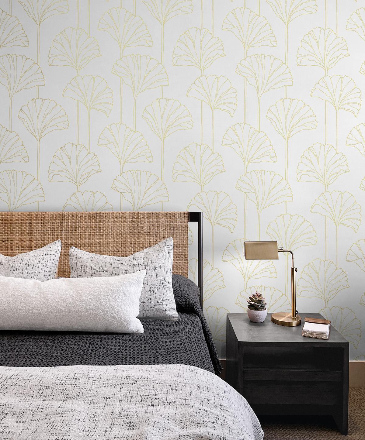 Seabrook Gingko Leaf Gold Wallpaper