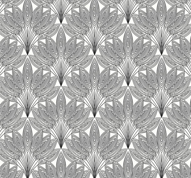 Seabrook Peacock Leaves Ebony Wallpaper