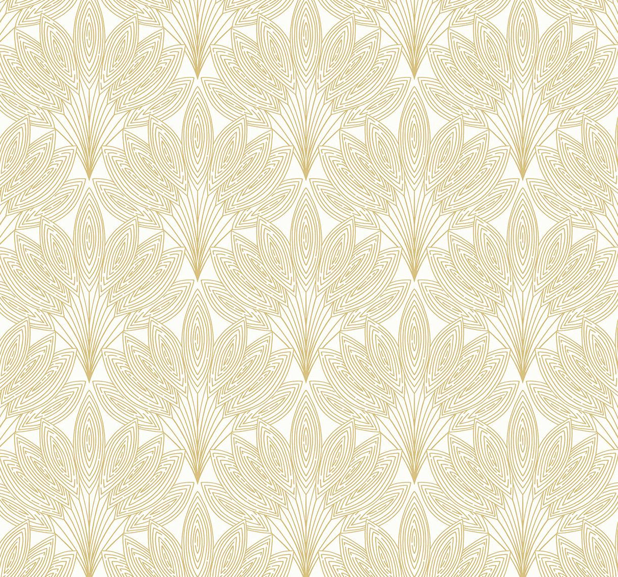 Seabrook Peacock Leaves Metallic Gold Wallpaper