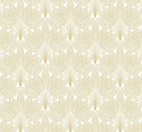 Seabrook Peacock Leaves Metallic Gold Wallpaper