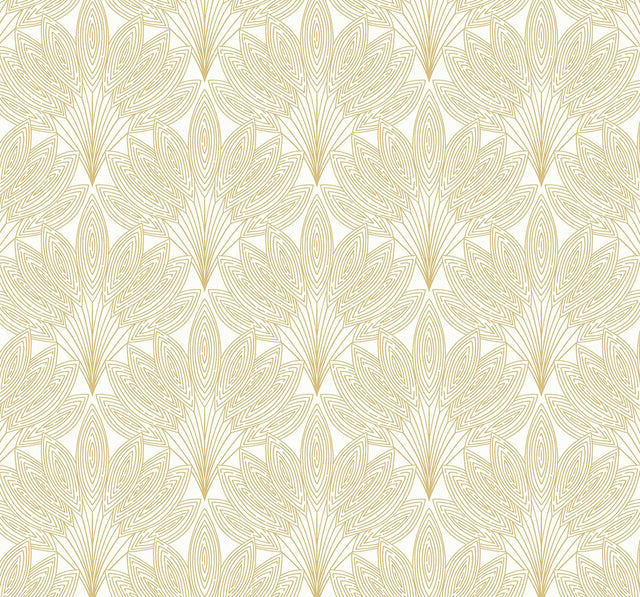 Seabrook Peacock Leaves Metallic Gold Wallpaper