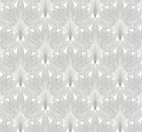 Seabrook Peacock Leaves Metallic Silver Wallpaper