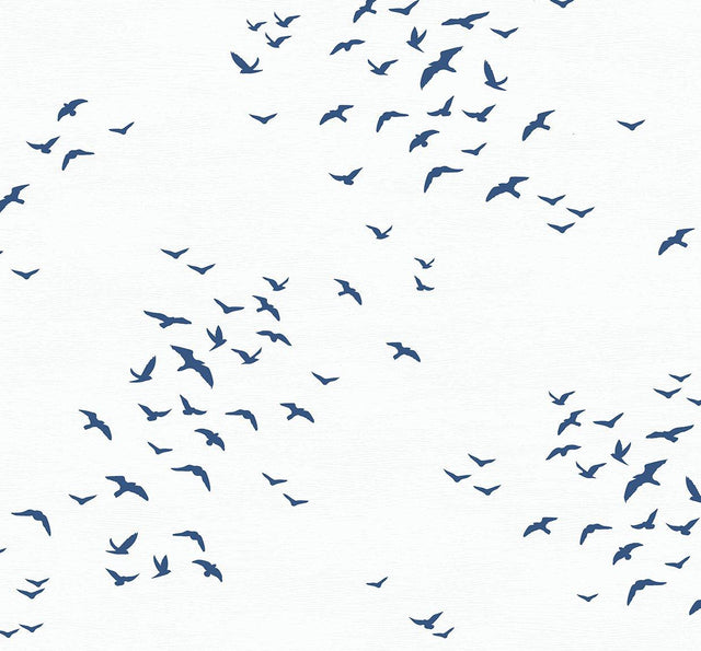 Seabrook Birds in Flight Navy Blue Wallpaper