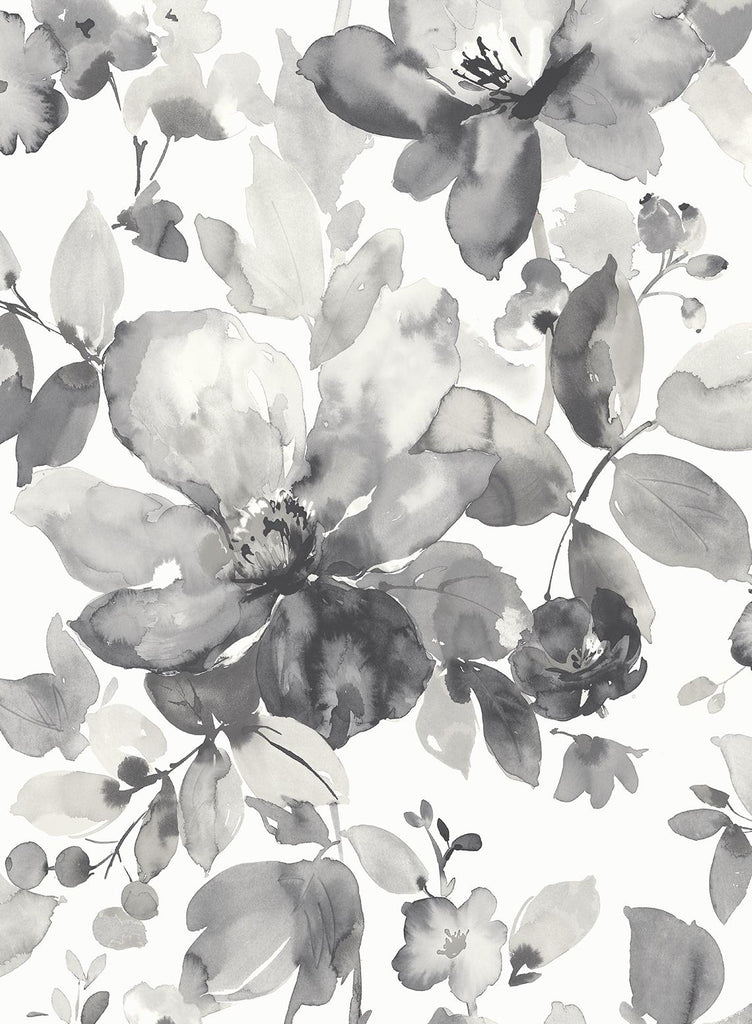 Seabrook Watercolor Flower Grey Wallpaper