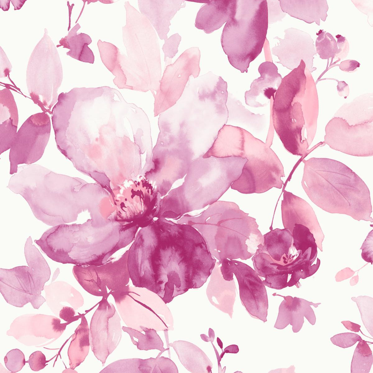 Seabrook Watercolor Flower Pink Wallpaper – DecoratorsBest