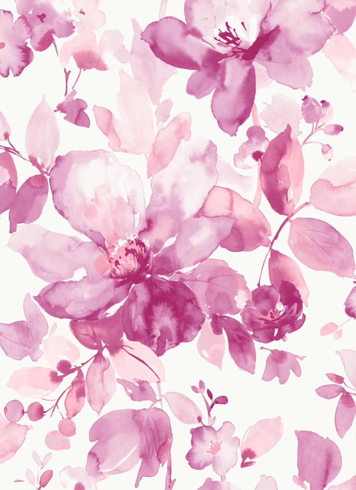 Seabrook Watercolor Flower Pink Wallpaper – DecoratorsBest