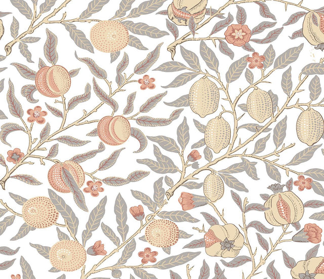 Seabrook Pomegranate Daydream Grey & Melon Wallpaper