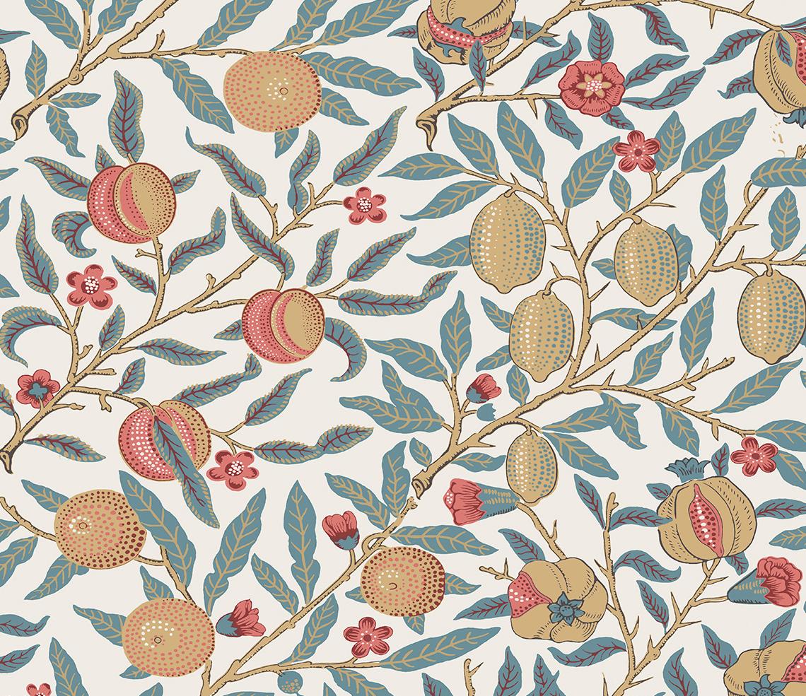 Seabrook Pomegranate Moonstone Blue & Light Ochre Wallpaper