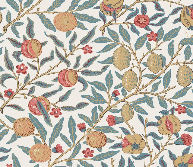 Seabrook Pomegranate Moonstone Blue & Light Ochre Wallpaper