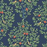 Seabrook Fruit Tree Navy Blue & Greenery Wallpaper