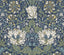 Seabrook Ogee Flora Indigo Dye & Sage Wallpaper