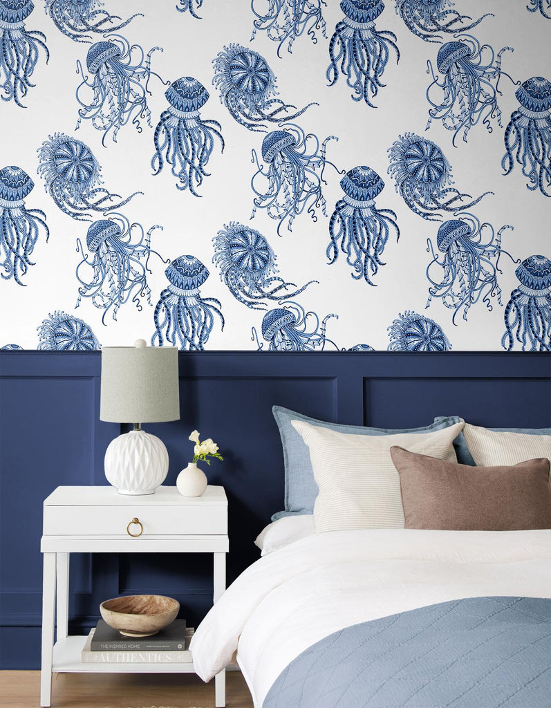 Seabrook Jellyfish Blue Wallpaper