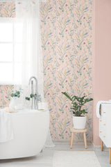 Seabrook Meadow Flowers Pink Wallpaper