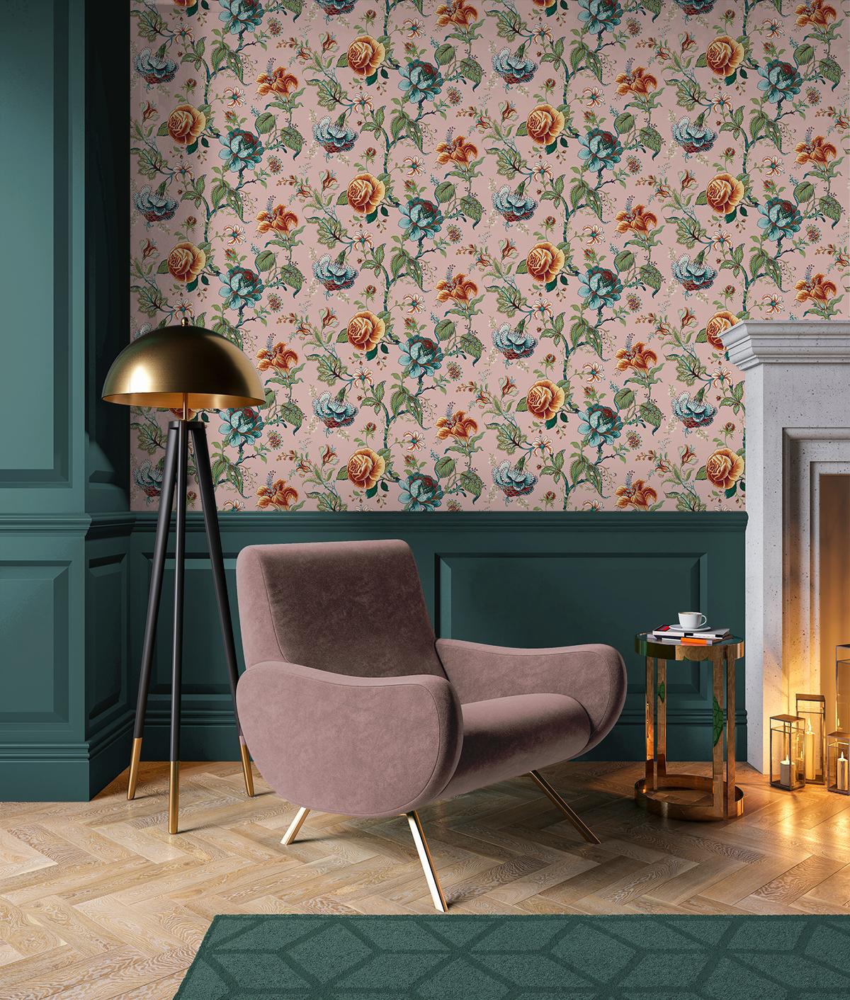 Seabrook Sanibel Floral Trail Pink Wallpaper