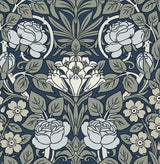 Seabrook Vintage Rose Bluestone Wallpaper